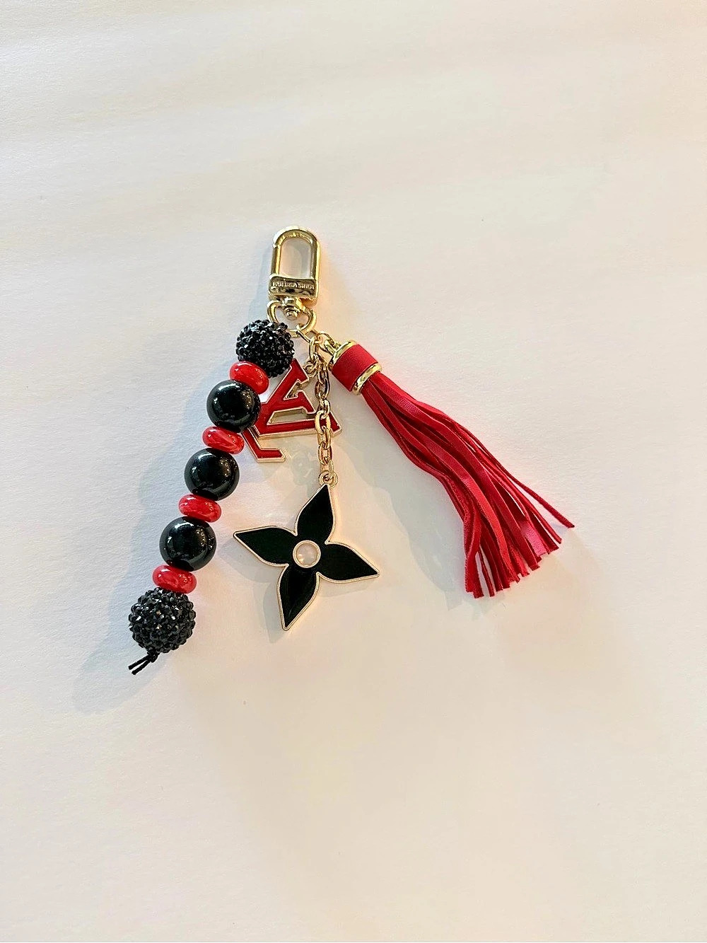 Tassel Bag Charm Red & Black